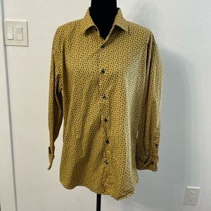 Dark Yellow Long Sleeve Stacy Adams Paisley Floral Button Down Size 17 (32/33)